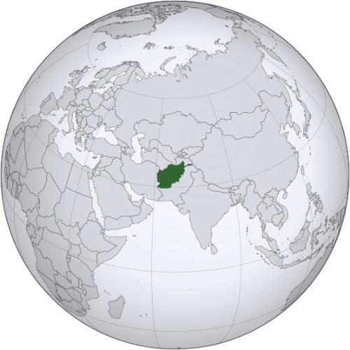 Pictorial representation of the map of Afghanistan in the world map