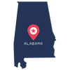 Pictorial representation of the map of Alabama