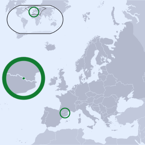 Pictorial representation of big size map of Andorra in the world map