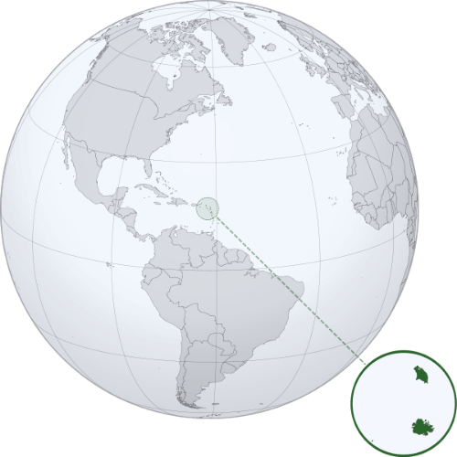 Pictorial representation of big size map of Antigua and Barbuda in the world map