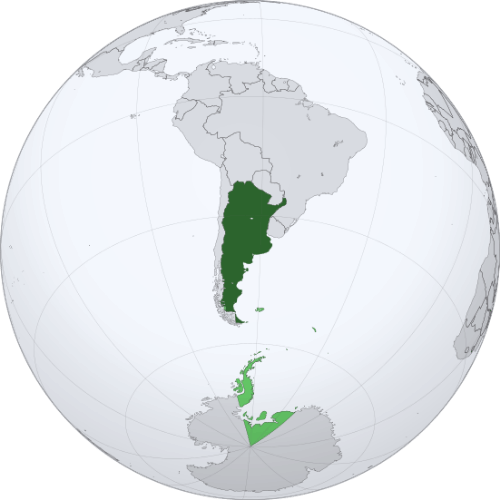 Pictorial representation of big size map of Argentina in the world map