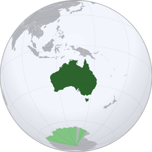 Pictorial representation of the map of Australia in the world map