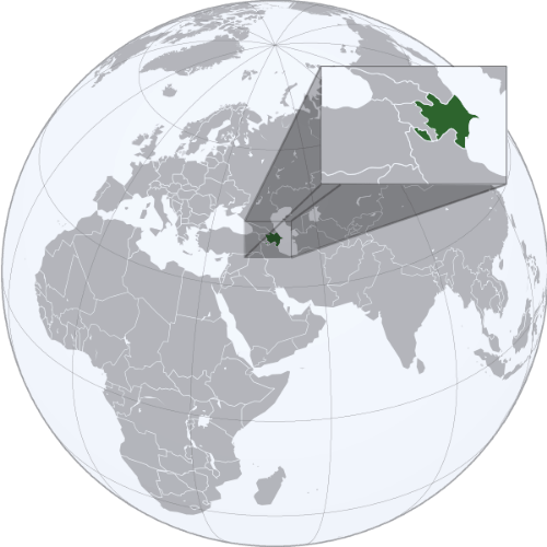 Pictorial representation of the map of Azerbaijan in the world map