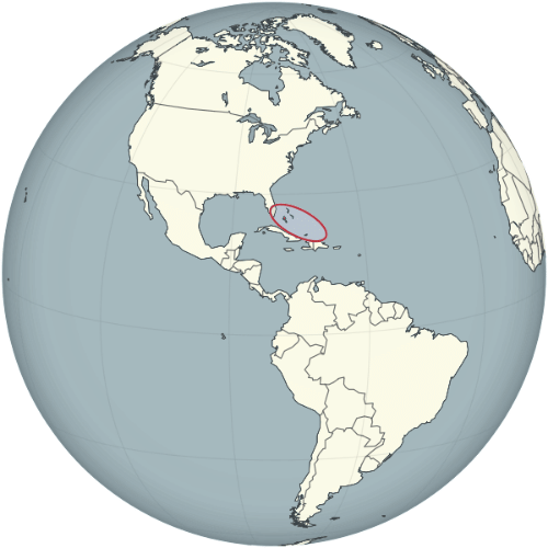 Pictorial representation of the map of Bahamas in the world map