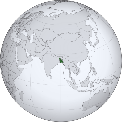 Pictorial representation of big size map of Bangladesh in the world map