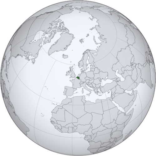 Pictorial representation of the map of Belgium in the world map