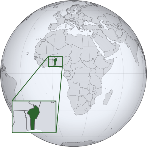 Pictorial representation of big size map of Benin in the world map