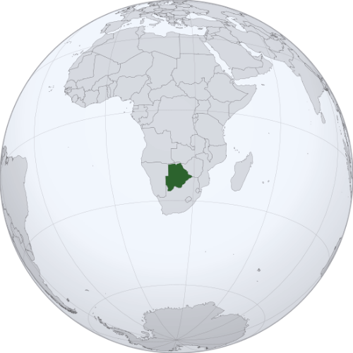 Pictorial representation of the map of Botswana in the world map