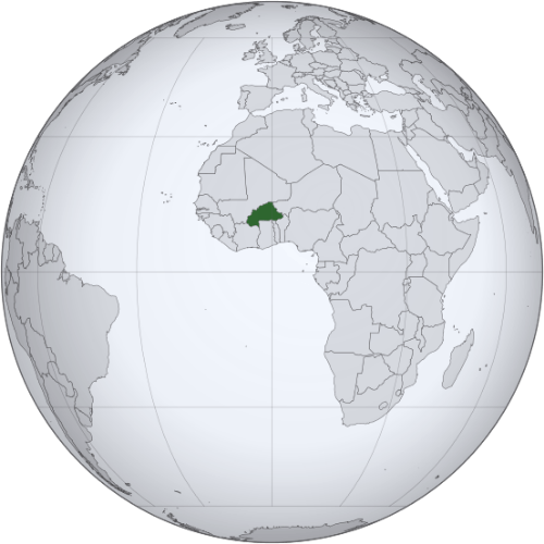 Pictorial representation of big size map of Burkina Faso in the world map