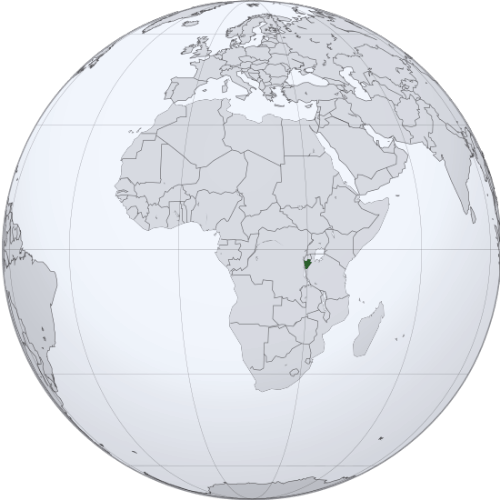 Pictorial representation of the map of Burundi in the world map