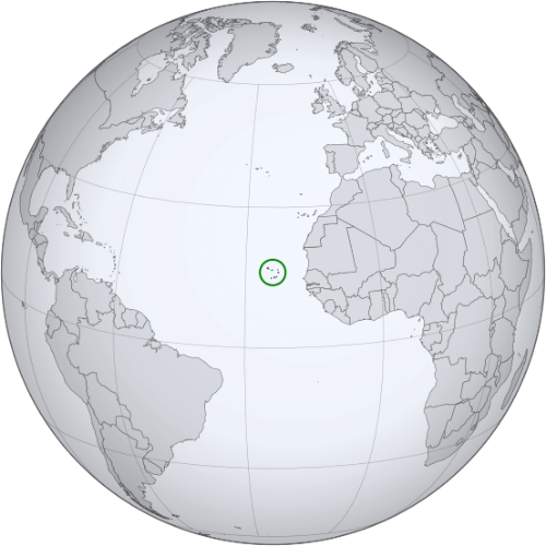 Pictorial representation of big size map of Cabo Verde in the world map