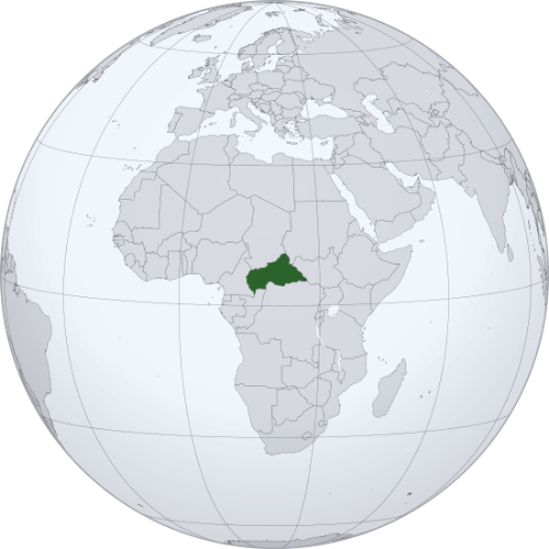 Pictorial representation of the map of Central African Republic in the world map