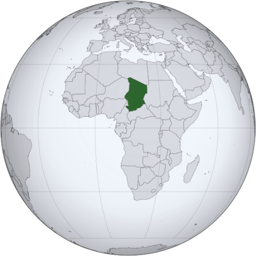 Pictorial representation of the map of Chad in the world map