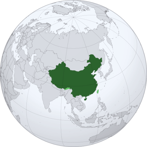 Pictorial representation of big size map of China in the world map