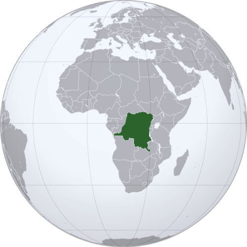 Pictorial representation of the map of Democratic Republic of the Congo in the world map