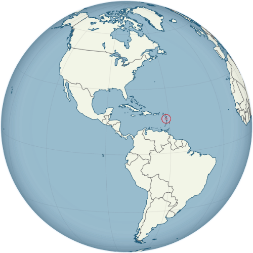 Pictorial representation of the map of Dominica in the world map