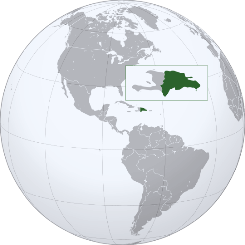 Pictorial representation of the map of Dominican Republic in the world map