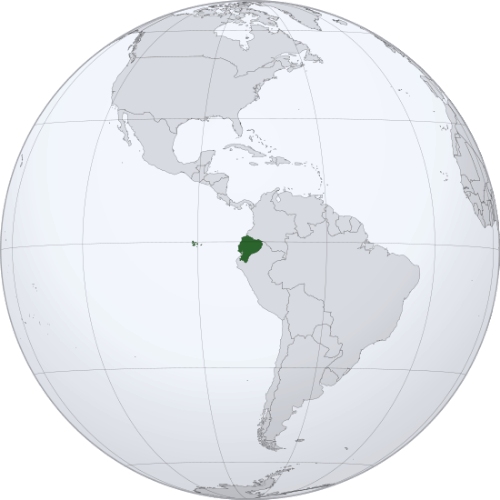 Pictorial representation of the map of Ecuador in the world map