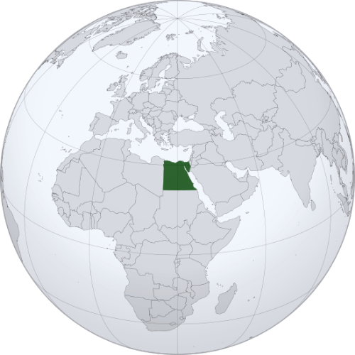 Pictorial representation of big size map of Egypt in the world map