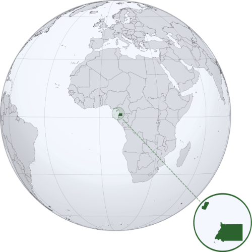 Pictorial representation of the map of Equatorial Guinea in the world map