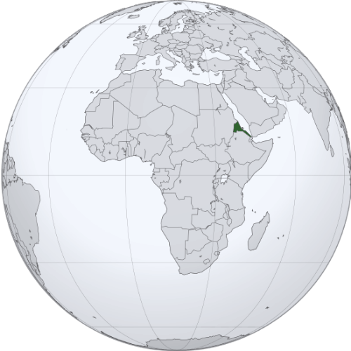 Pictorial representation of the map of Eritrea in the world map