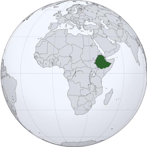 Pictorial representation of the map of Ethiopia in the world map