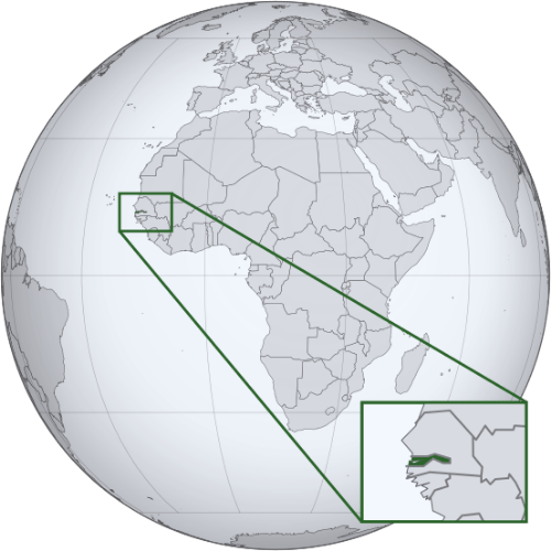 Pictorial representation of big size map of Gambia in the world map