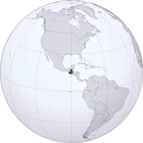 Pictorial representation of the map of Guatemala in the world map