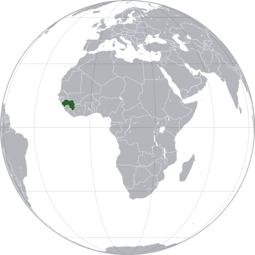 Pictorial representation of big size map of Guinea in the world map