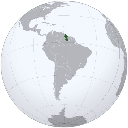 Pictorial representation of big size map of Guyana in the world map