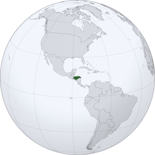 Pictorial representation of big size map of Honduras in the world map