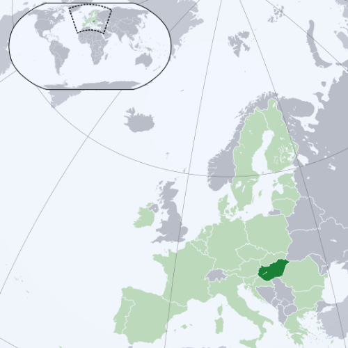 Pictorial representation of big size map of Hungary in the world map