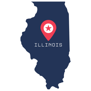 Pictorial representation of map of Illinois