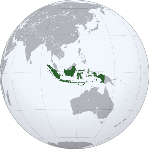 Pictorial representation of the map of Indonesia in the world map