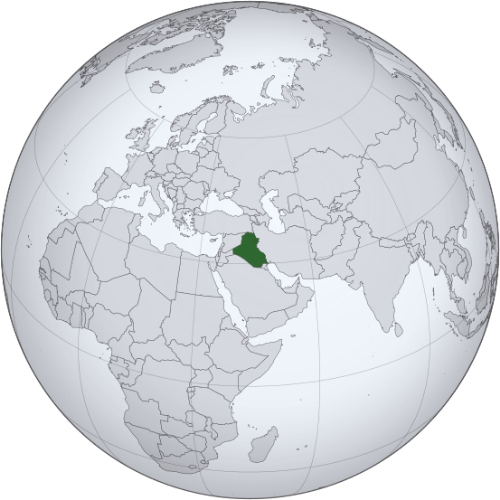 Pictorial representation of big size map of Iraq in the world map