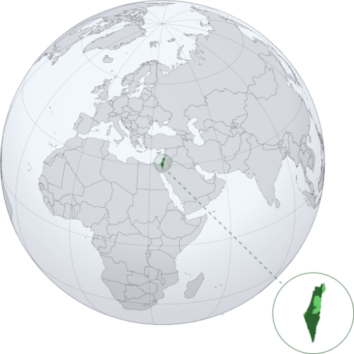 Pictorial representation of big size map of Israel in the world map