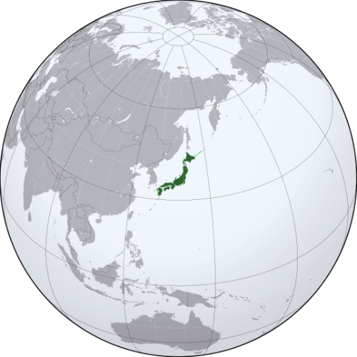 Pictorial representation of big size map of Japan in the world map