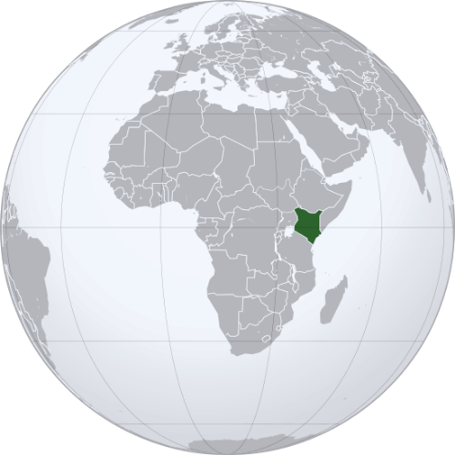 Pictorial representation of the map of Kenya in the world map