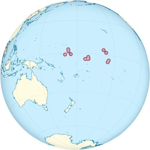 Pictorial representation of the map of Kiribati in the world map