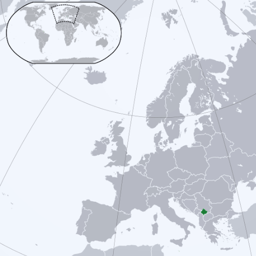 Pictorial representation of the map of Kosovo in the world map