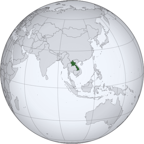 Pictorial representation of the map of Laos in the world map