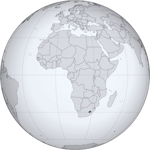 Pictorial representation of the map of Lesotho in the world map