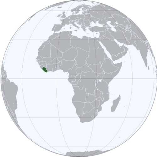 Pictorial representation of big size map of Liberia in the world map