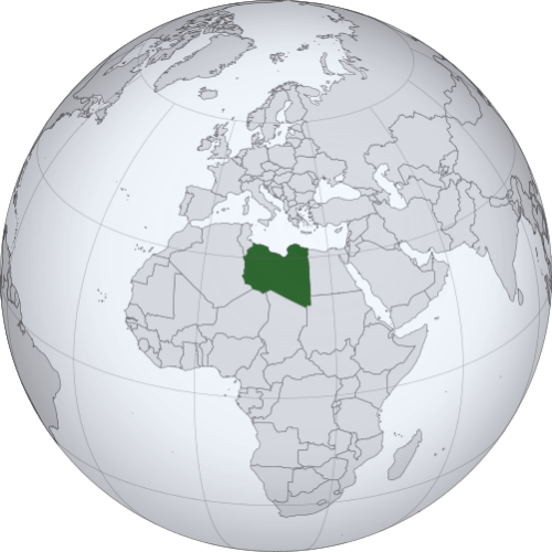 Pictorial representation of big size map of Libya in the world map