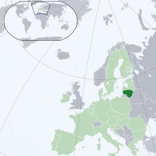 Pictorial representation of big size map of Lithuania in the world map