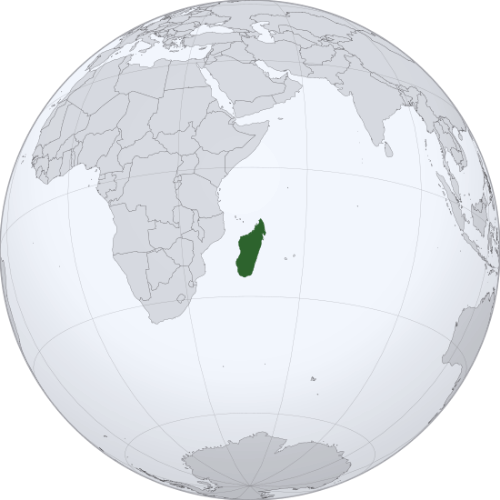 Pictorial representation of big size map of Madagascar in the world map