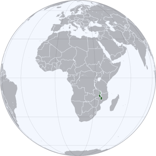 Pictorial representation of big size map of Malawi in the world map