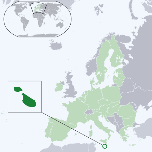 Pictorial representation of big size map of Malta in the world map