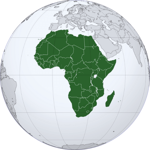 Map of Africa and outline showing for all countries in Africa