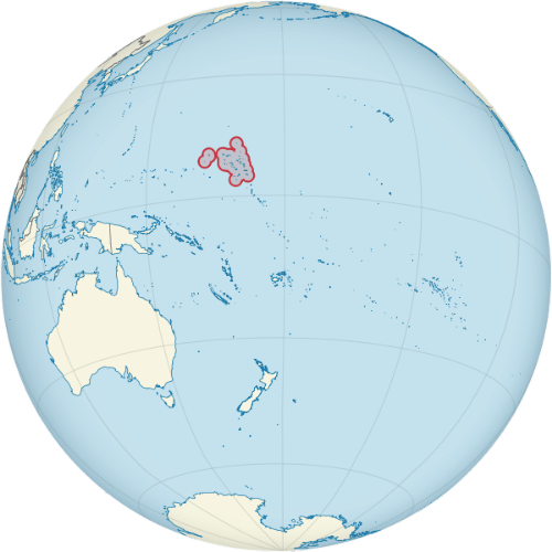 Pictorial representation of the map of Marshall Islands in the world map